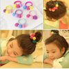 10PCS Colorful Pom Pom Balls Hair Ties Cute Elastic Hair Rubber Bands Traceless Ponytail Holder Soft Hair Ring Rope Hair Scrunchie Hair Accessories Styling Tool for Kids Girls (Color Random)