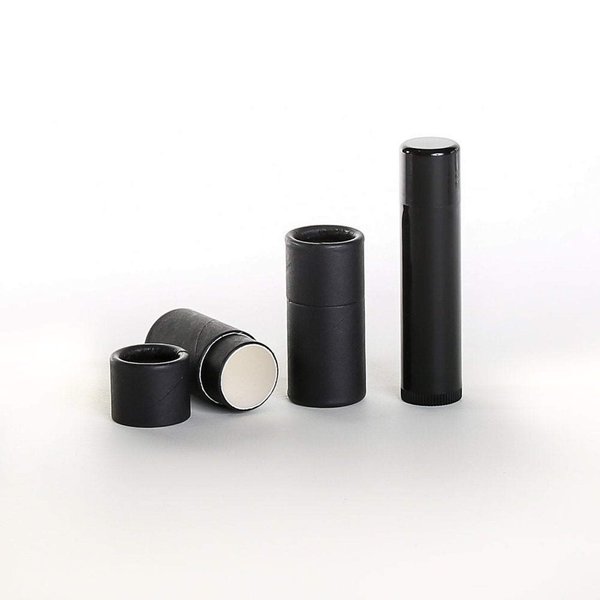 5 mL"Short" Black Kraft Paperboard Lip Balm/Salve/Cosmetic/Lotion Tubes (25)