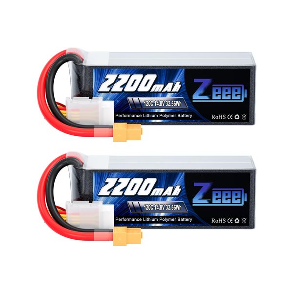 Zeee 4S Lipo Battery 2200mAh 14.8V 120C with XT60 Plug RC Graphene Battery for RC Models RC Boat FPV Drone Quadcopter Helicopter Airplane RC Car(2 Pack)