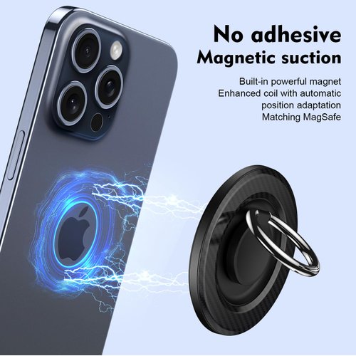 Magnetic Phone Ring Grip for MagSafe pop Socket,【360° Fidget Spinners】 Phone Holder Mag-Safe Accessories with for iPhone 16/15/14/13/12 Series/Samsung/Google,Pop Socket for iPhone(Purple carbon fiber)
