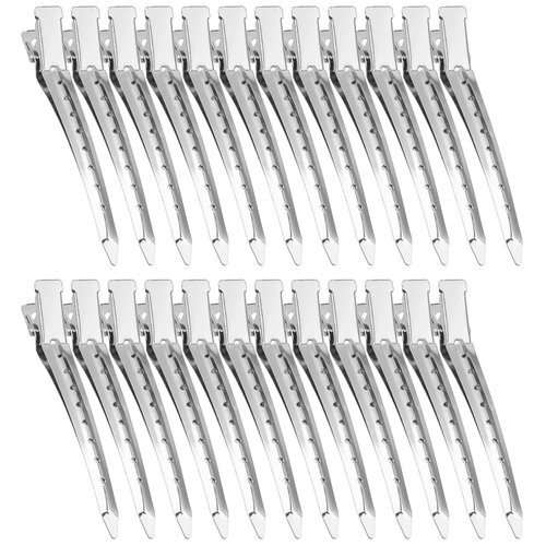24 Pcs Duck Bill Hair Clips, Hair Clips for Women Styling Sectioning, BetyBedy 3.5 Inches Metal Alligator Curl Clips Hair Pins for Hair Styling, Hair Coloring, Thick Hair Roller (Silver)