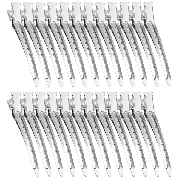 24 Pcs Duck Bill Hair Clips, Hair Clips for Women Styling Sectioning, BetyBedy 3.5 Inches Metal Alligator Curl Clips Hair Pins for Hair Styling, Hair Coloring, Thick Hair Roller (Silver)