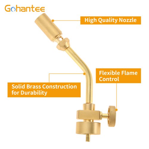 Brass Pencil Flame Propane Torch Head, Gas Welding Torch Head with Upgraded Full Brass Version, Fuel by MAPP MAP Pro Propane CGA600 Cylinder Bottle, Flame Control Vavle Portable Size