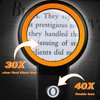 30X 40X Magnifying Glass with Light and Stand, Foldable Handheld Magnifying Glass 18 LED Illuminated Lighted Magnifier for Macular Degeneration, Seniors Reading, Close Work, Coins, Jewelry (Black)