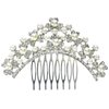 Unik Occasions Pearl and Crystal Clover Cluster Tiara Hair Comb, Silver