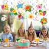 30 Pieces Hawaiian Luau Birthday Party Hanging Swirl Decorations, Flower Tropical Palm Flamingo Sign Foil Ceiling Decor for Floral Tropical Party Summer Beach Pool Party Tiki Party Supplies (Flower)