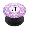 Cell Phone Pop Up Grip Holder,Monogram Mandala White Pink J PopSockets Grip and Stand for Phones and Tablets