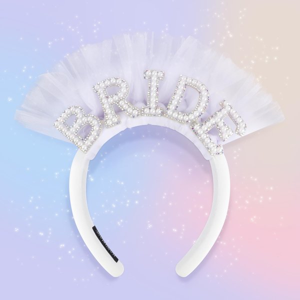 KOMPMP Bride Headband Bachelorette Party Decorations - Pearl Bride Headband Thickened Veil Rhinestone Wedding Bride to Be Headband Bachelorette Party Favors