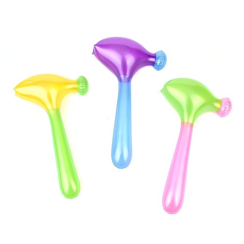 Fun Central - 12 Pack - Inflatable Hammer Toy | Assorted Colors | Bulk for Pool and Beach Party Accessories Bath Toys