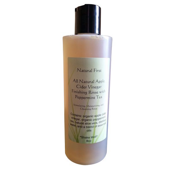 Natural First Organic Apple Cider Vinegar Finishing Rinse w/Peppermint for Moisturizing, Stimulating, and Cleansing