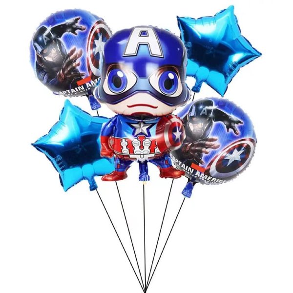 5PCS Superhero Captain Foil Balloons for Kids Birthday Baby Shower Super hero Theme Party Decorations