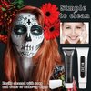 2PCS White and Black Face Body Paint,Oil Based Clown Face Painting Kit with Sponge,Halloween Cream Face Body Paint Makeup Kit for Goth Costume Zombie Cosplay Skull Skeleton SFX Makeup