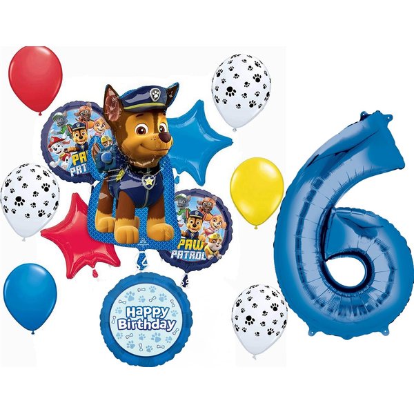 Anagram Paw Pups on Patrol 6th Birthday Party Supplies Chase 13pc Balloon Bouquet Decorations