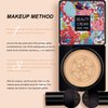 2Pack Mushroom Head Air Cushion CC Cream Foundation, Natural Moisturizing Matte Oil Control Concealer, Bright Makeup Base, Long Lasting Liquid Foundation with Two Mushroom Head Sponges (Natura)