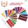 JERCLITY 24 Sheets Glitter Solid Color Nail Polish Strips Stickers with Nail File Self-Adhesive Nail Strips Stick On Nail Stickers Full Nail Wraps for Women Girls