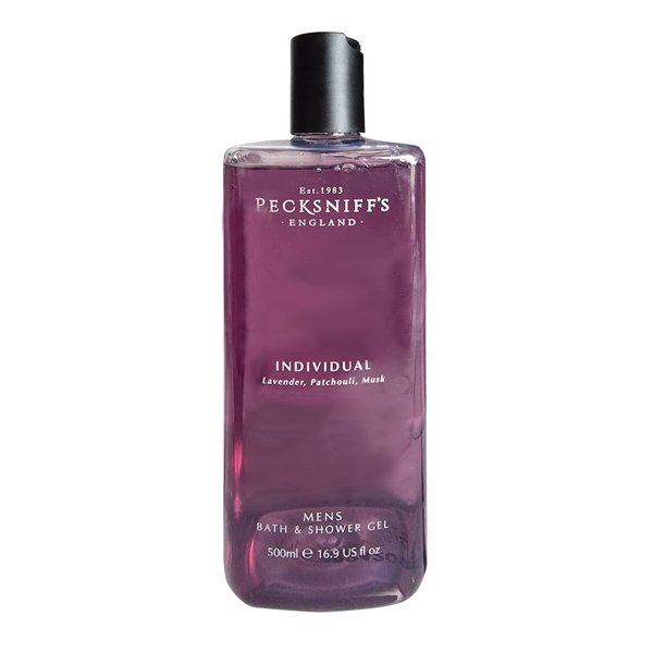 Pecksniff's Men's Individual Bath & Shower Gel Body Wash 500ml - Luxurious Lavender, Patchouli & Musk Scent - Nourishing & Hydrating Formula for All Skin Types