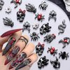 24pcs Halloween Nail Charms for Acrylic Nails 3D Alloy Halloween Nail Art Charms Skeleton Snake Spider Charms for Nails Skull Nail Charms Y2k Metal Nail Jewels for Nail Art Supplies Women Nail Designs