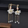 Alloy Hair Sticks Pins Long Tassel Hanfu Chinese Hair Comb/Earrings Set, female, Traditional Classical (Style B)