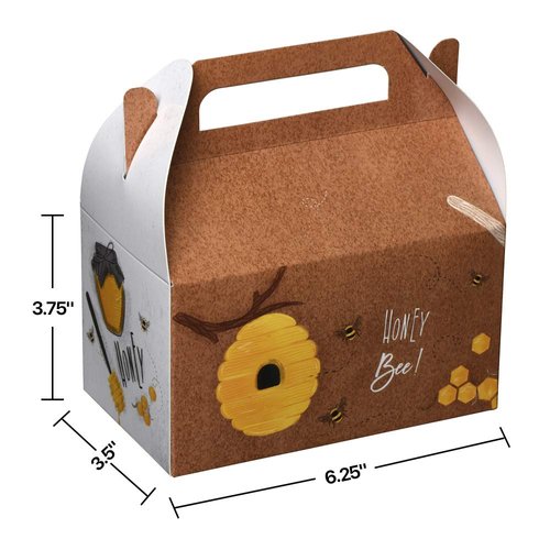 Hammont Paper Treat Boxes - (10 Pack) - Party Favors Treat Container Cookie Boxes Cute Designs Perfect for Parties and Celebrations 6.25" x 3.75" x 3.5" (Honeybees)