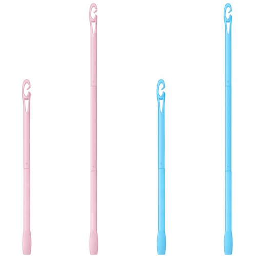 Yilloog 4 Pcs Hair Curlers Hook Spiral Curls Hook 13.8 Inch 22 Inch Styling Hair Hook Extended Heatless Curls Hook for Long Wave Hair Curlers (Light Blue, Pink)