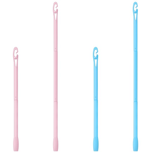 Yilloog 4 Pcs Hair Curlers Hook Spiral Curls Hook 13.8 Inch 22 Inch Styling Hair Hook Extended Heatless Curls Hook for Long Wave Hair Curlers (Light Blue, Pink)
