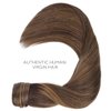 WENNALIFE Ponytail Hair Extension, 16 Inch 80g Dark Brown Mixed Chestnut Brown Ponytail Extension Human Hair Clip in Wrap Around Remy Human Hair Extension Hairpieces
