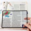MAGDEPO 3X Page Magnifying Lens 4.75" x 7" Combo-Set 2 Bookmark Magnifier with Ruler & 2 Card Magnifier for Reading Books, Magazine, Newspaper, and People with Low Vision.