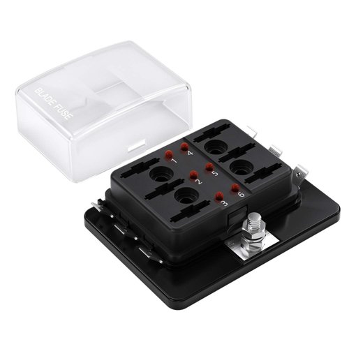 6-Way RV Fuse Block Blade Fuse Box DC12~32V 12V Junction Box Jtron LED Indicator Fuse Block for Blown Fuse Protection Cover 100 Amps for Automotive Car Boat Marine Trike