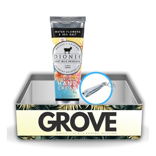 GROVE Goat Milk Water Flowers and Sea Salt Scent Hand Cream 1 oz Bundle with Nail Clipper - Nourishing Goat Milk Hand Cream for Hydrated Skin - Revitalizing Goat Milk Cream for Soft Skin - (2 Items)