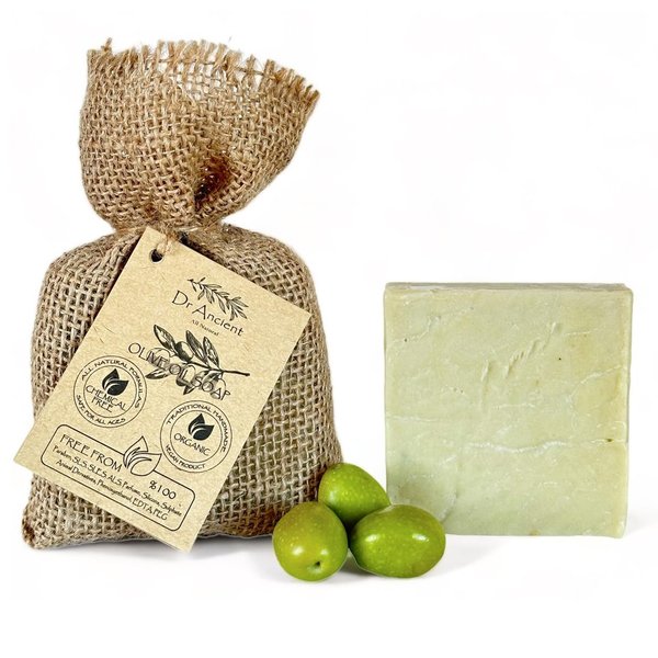 Dr.Ancient Olive Oil Soap Bar Organic Natural Vegan Traditional Handmade Antique - Antibacterial, Effective For Acne - Absolutely No Chemicals! Pure Natural Soap!