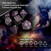 Haxtec Metal DND Dice Set Black Purple Dragon Pattern D&D Dice Set with Leather Dice Bag Metal Polyhedral Dice for Dungeons and Dragons TTRPG Gifts