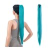 SWACC 28-Inch Long Straight Claw Clip Ponytail Extensions Synthetic Hair Extensions Ponytail Jaw Clip Hair Pieces for Women (Teal Blue)