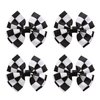 4PC Racing Checkered Flag Hair Bow Clips 3 Inch Girls Women Black and White Racing Fan Pigtail Hair Accessories