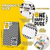 Yeaqee 24 Pcs One Happy Dude Party Favor Bags 1st Birthday Party Decoration Smile Face Paper Gift Bags One Happy Dude Goodie Treat Candy Bag for One Happy Dude Birthday Party Supplies(Stickers Style)