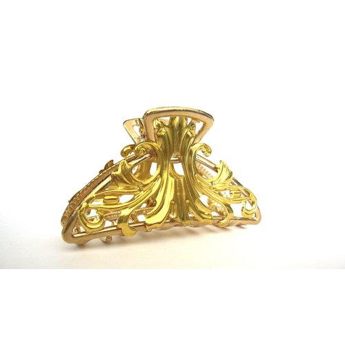 Generic Bright gold triangle metal victorian style filigree hair claw clip