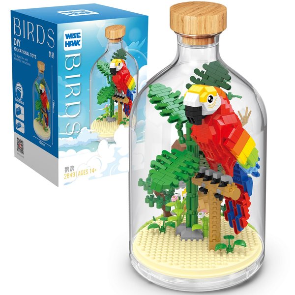OLTLYUNH Creative Parrot Toy Building Set,Adult Mini Animal Friend Set,Party Favors Gift for Kids,Animals Lovers Home Decor Birds Building Block,New Year Easter Birthday Gift for Boys Girls(Parrot)