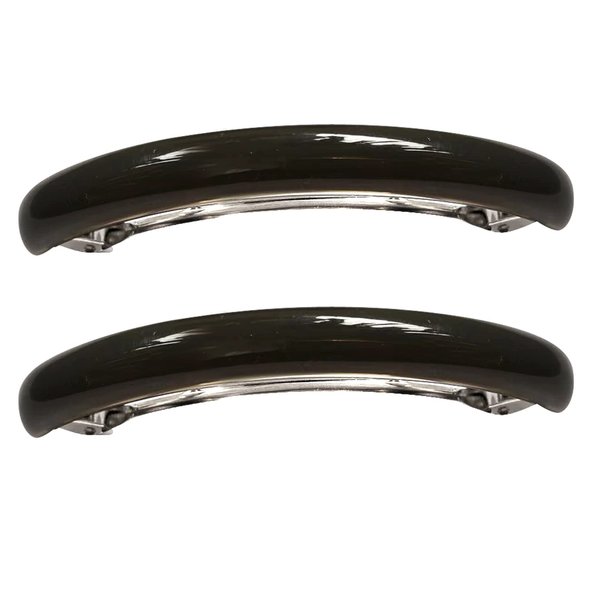 2 Pack Vivid Color Curved French Acetate Barrettes Hair Clips Metal Spring Clips Ponytail Barrette Hairstyle Hair Grip No Slip Grip Workouts Hairpins Chic Styling (Grey)
