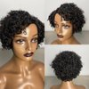 Iianaebeh Short Curly Human Hair Wigs for Black Women, Side Part Wig, Pixie Cut Brazilian Remy Human Hair, Deep Curly None Lace Front Ombre Blonde Wigs (NB)
