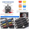 6 Way 12V Fuse Box Blade, 12Volt Fuse Block with LED Indicator Damp-Proof Cover - 6 Circuit Independent Positive Negative Fuse Box Auto Holder for 12V/24V Vehicle Car Boat Marine Truck