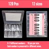 NOVO OVO 120 pcs Extra Long Duck Nail Tips Full Cover for Acrylic, Clear XL XXL Flare Feet Nails Press On, Y2K Vibe Wide French Soft Gel False Nail Extension for Art Salon x 12 Sizes in Box