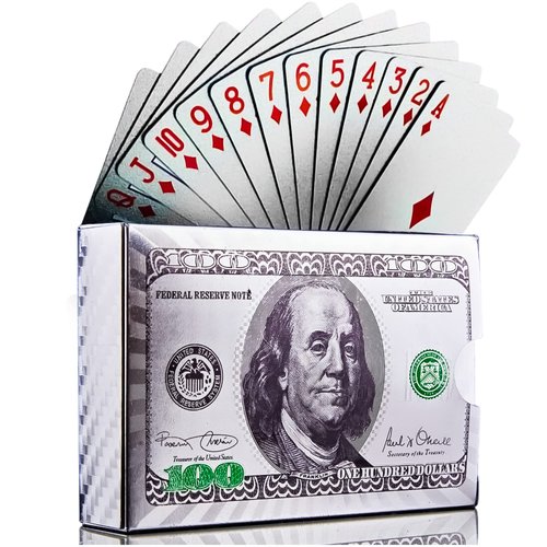 Magic Kiss Waterproof Gold and Silver Foil Poker Playing Cards, Deck of Plastic Playing Cards Gift (Silver 1 Deck)