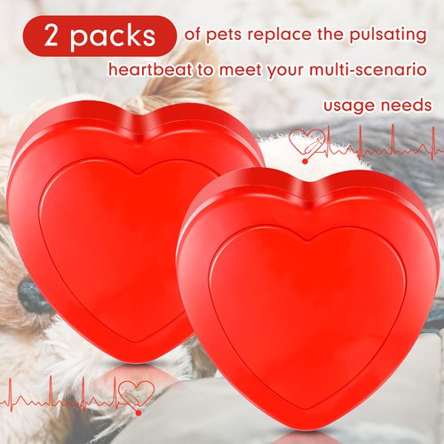 Lenwen 2 Pcs Heartbeat Replacement Soother Heartbeat Simulator, Heartbeat Puppy Toy Heartbeat Dog Toy for Puppy Puppy Sleep Aid Replacement Pulsing Heartbeat for Pets Cats Dog Anxiety Relief