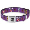 Dog Collar Seatbelt Buckle Bunny Superhero Purple 11 to 17 Inches 1.0 Inch Wide