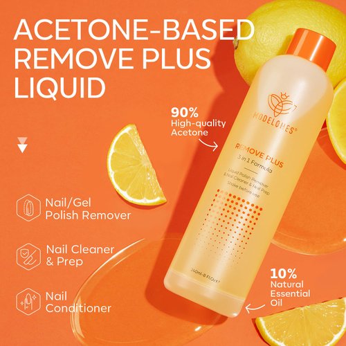 Modelones Nail Polish Remover PleaSCENT Removal Acetone Gel Nail Polish Remover With Jojoba Oil Non-Drying Nails Removes for Nail Glue Acrylic Dip Powder Nails Gel Nail Polish Remover for Home Salon