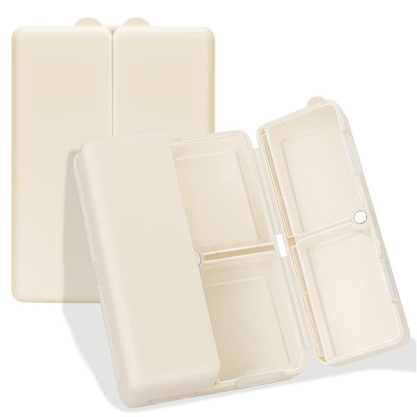 FYY Daily Pill Organizer,7 Compartments Portable Case [Folding Design] Travel Pill Box for Purse Pocket to Hold Vitamins,Cod Liver Oil,Supplements and Medication-White
