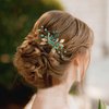 Sparkly Wedding Hair Combs, Crystal Flower Hair Clips Bride Bridesmaid Hair Sides Comb Rhinestone Barrettes, Crystal Hair Pins Hair Accessories for Women Girls (Green)