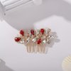 BERYUAN Bridal Hair Comb Rhinestone Teardrop Hair Comb for Bride Beaded Cute Hair Pieces Wedding Hair Accessories(red, GOLD)