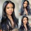 JUBOTIN 28 Inch HD Straight Lace Front Wigs Human Hair Pre Plucked 4x4 Straight Closure Wigs Human Hair 180% Density Closure Lace Front Brazilian Hair Wigs Straight Human Hair for Black Women