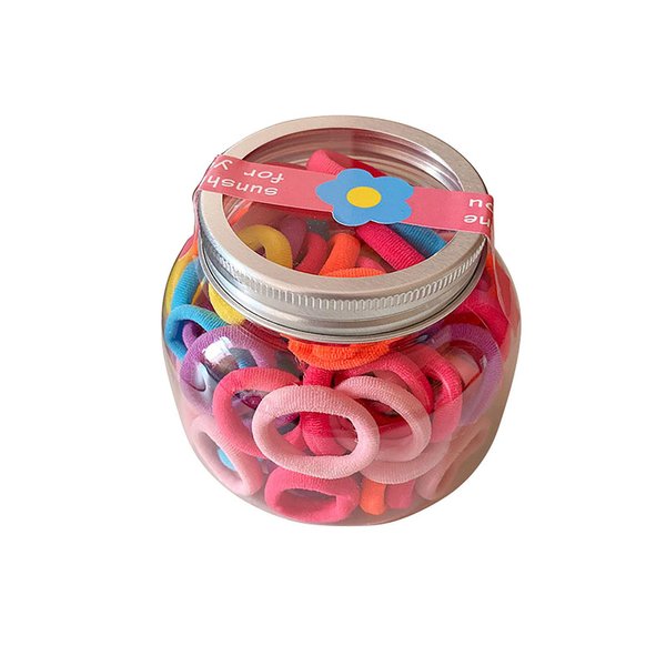 100 Pcs Canister Kids Mini Rubber Bands Cute Candy Colour Cotton Hair Ties Seamless Thick Hair Ties Don't Hurt Hair Suitable for Children and Teenagers(XCS)