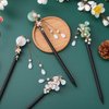 Healeved 4 PCS Chinese Hair Sticks Hair Chopsticks for Women Vintage Tassel Hair Pin Chinese Hairpins Wooden Hair Sticks for Thick Hair Chinese Traditional Flower Hair Sticks